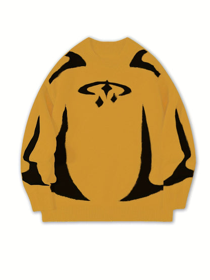 Unisex Strickpullover mit Rundhalsausschnitt und grafischem Muster