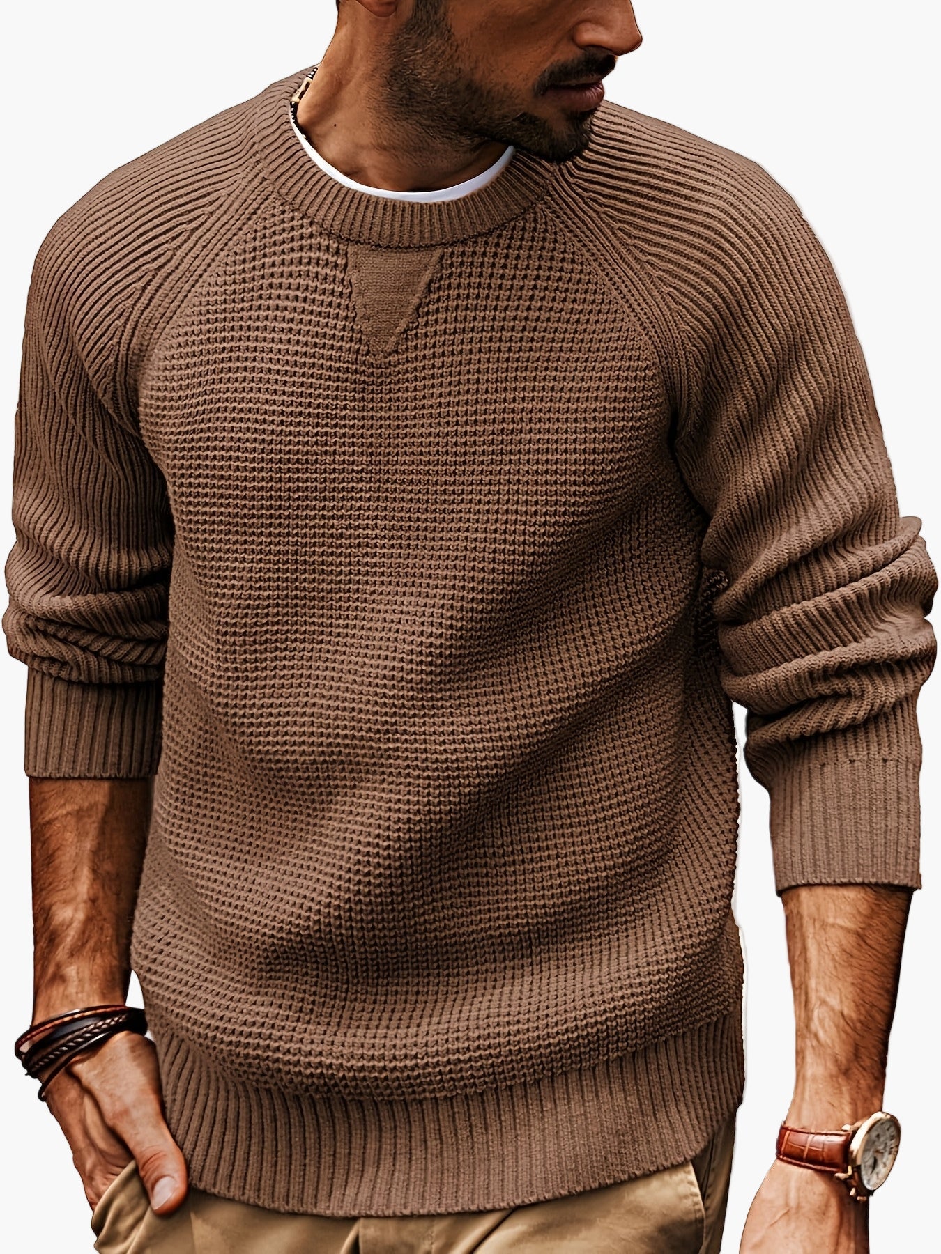 Herren Strickpullover Vintage Stil – Lässiger Rundhals Pullover für Alltag und Freizeit