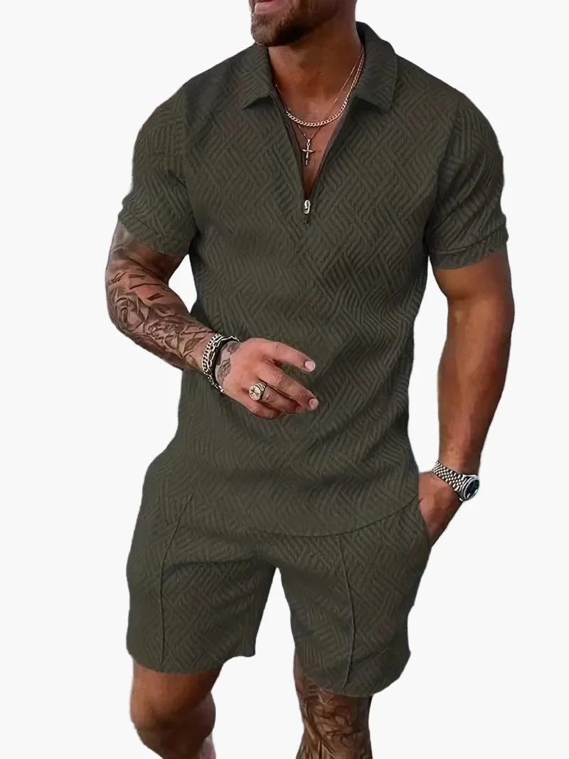 Men's Polo Shirt and Shorts Set – Modern Casual Style for Summer, Vacation & Everyday Wear