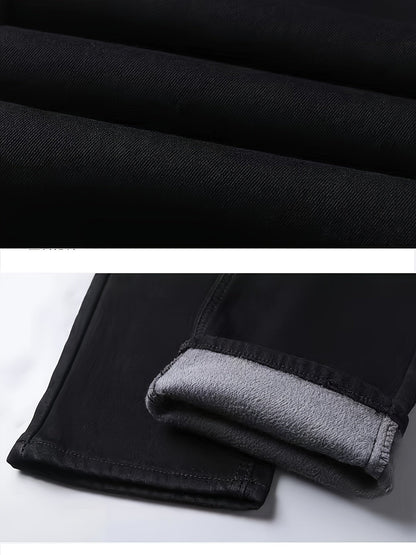 Men's black casual trousers with belt loops