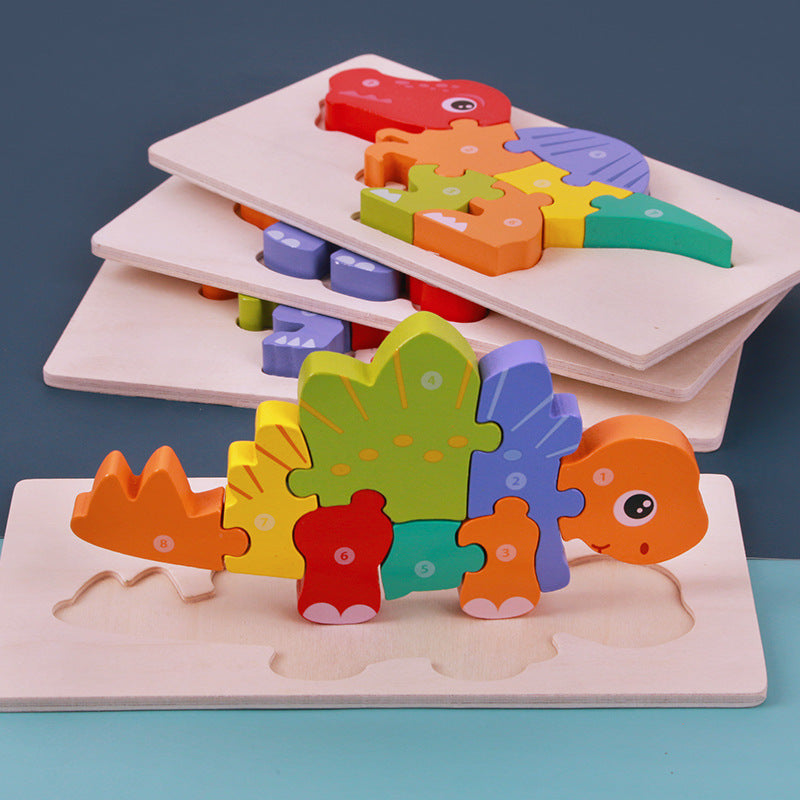 Children's 3D Dinosaur Wooden Puzzle – Educational Toy & Motor Skills Training