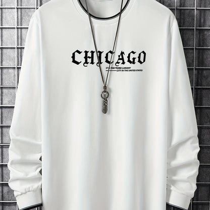 Herren Langarmshirt "Chicago" mit Rundhalsausschnitt und Rippbündchen