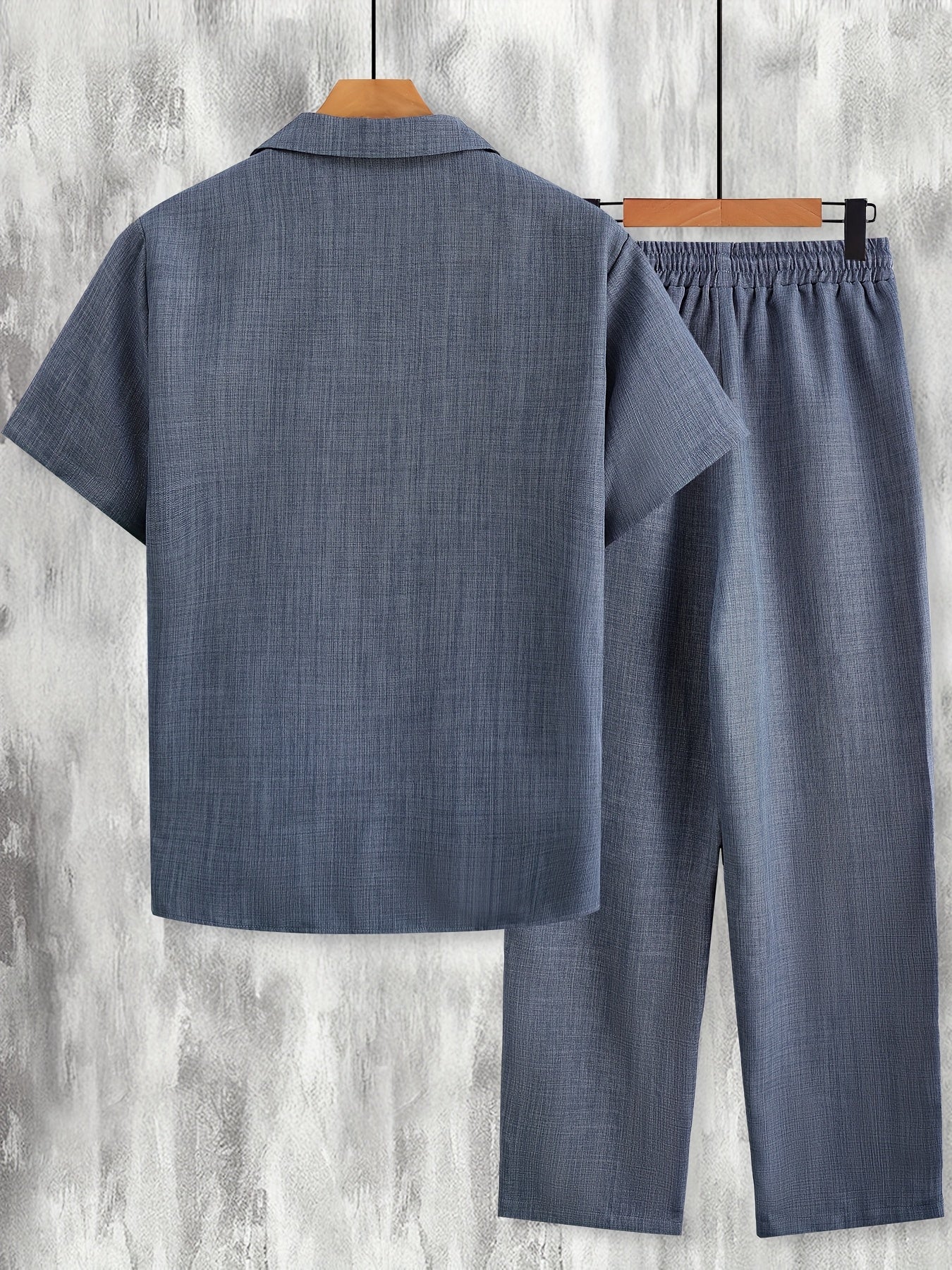 Men's Casual Suit Set – Short-Sleeve Shirt & Pants, Modern Summer Look for Everyday and Vacation