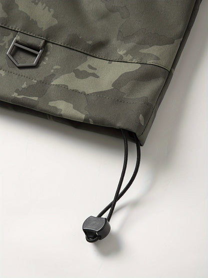 Men's camouflage jacket with hood and zipper
