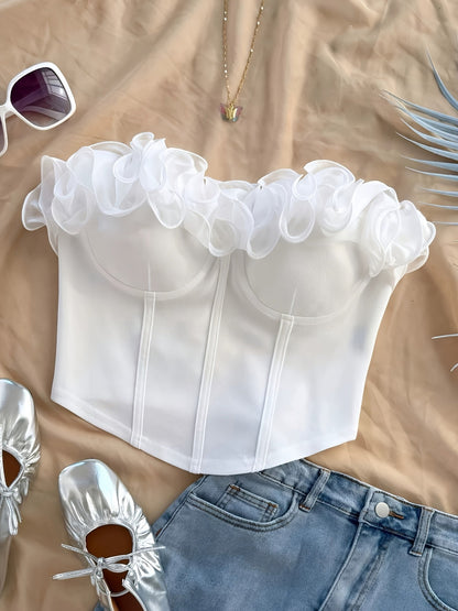 Women's Corset Top Elegant with Ruffles – Stylish Bustier for Spring and Summer
