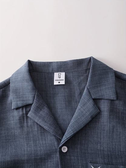Men's Casual Suit Set – Short-Sleeve Shirt & Pants, Modern Summer Look for Everyday and Vacation