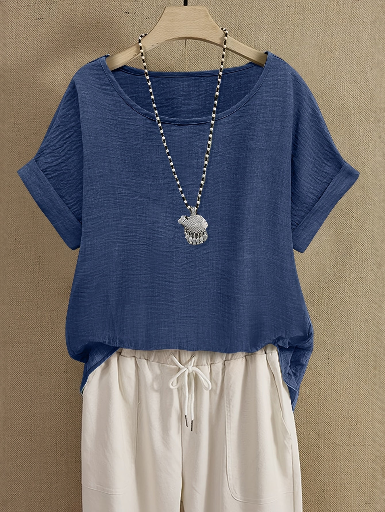 Women's Summer Blouse Short Sleeve Loose Elegant Casual Top