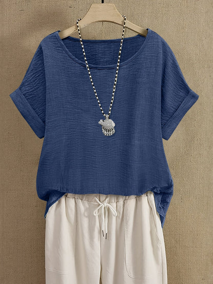 Women's Summer Blouse Short Sleeve Loose Elegant Casual Top