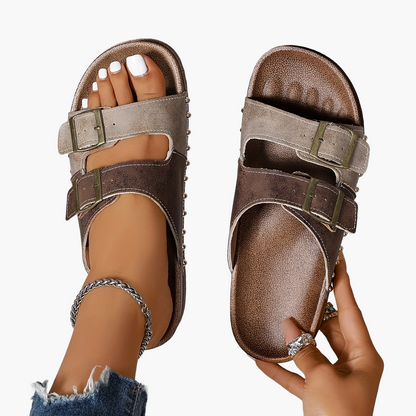Women's Comfortable Vintage Sandals with Buckles – Open Toe, Casual & Everyday
