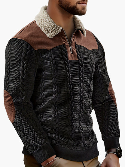 Men's knitted sweater with zipper and teddy collar – fashionable casual look for autumn and winter