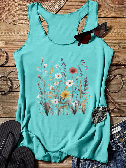 Women's tank top with floral print – Casual summer top for leisure & vacation