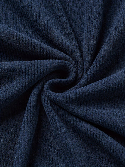 Men’s sweater, knit-look, stand-up collar, button placket, navy blue, beige