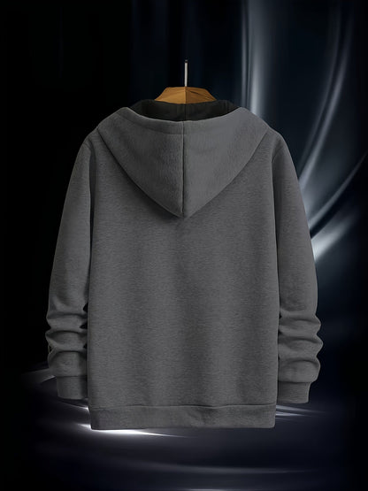 Herren Hoodie mit Reißverschluss und Bauchtasche, Weiß