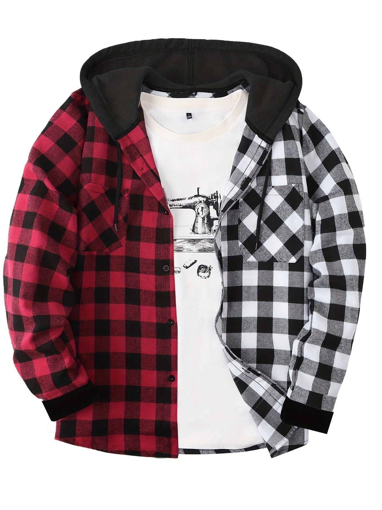 Men's Plaid Shirt with Hoodie in Casual Style – Perfect for Leisure and Everyday Wear