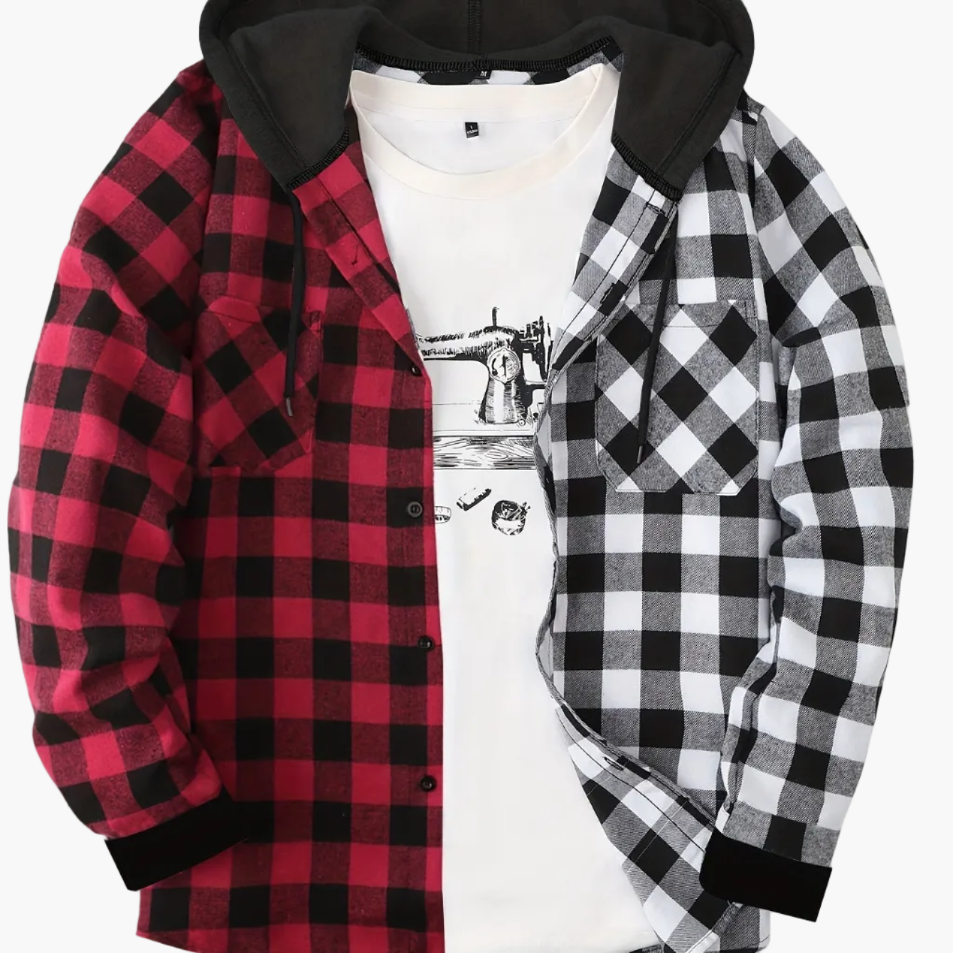 Men's Plaid Shirt with Hoodie in Casual Style – Perfect for Leisure and Everyday Wear