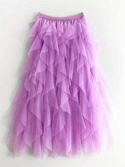 Women's Maxi Skirt with Ruffle Layers – Elegant Tulle Skirt for Formal Occasions