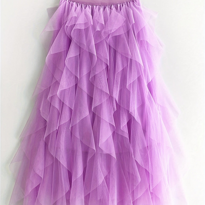Women's Maxi Skirt with Ruffle Layers – Elegant Tulle Skirt for Formal Occasions