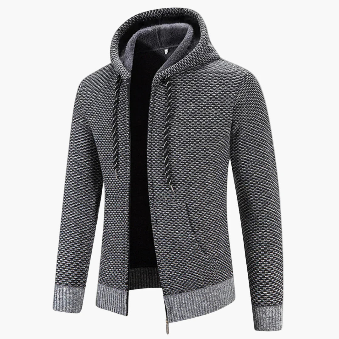 Men's knitted hooded jacket for autumn & winter – warm casual hoodie with zipper