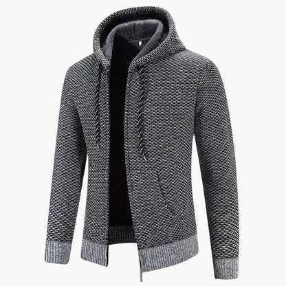 Men's knitted hooded jacket for autumn & winter – warm casual hoodie with zipper