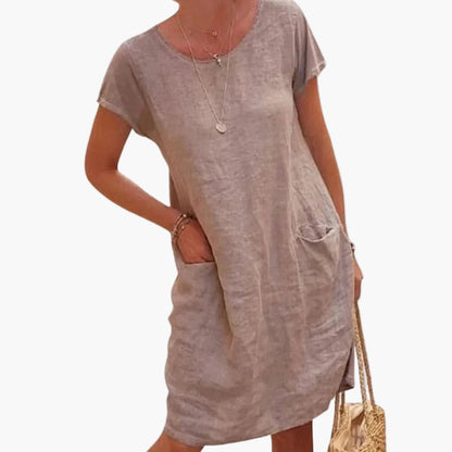 Women's casual dress summer short-sleeve loose with pockets – perfect for everyday life and vacation