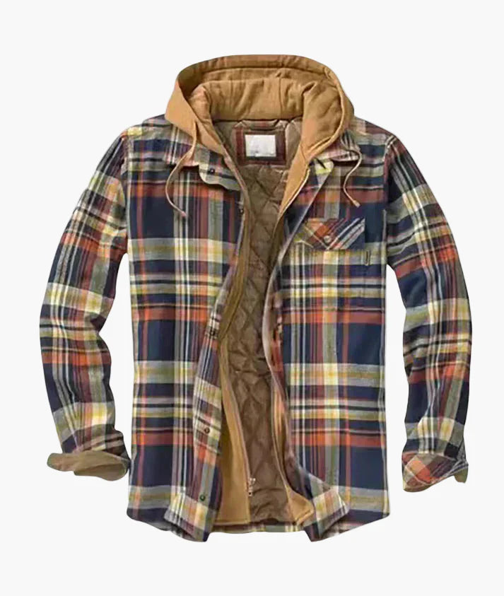 Men's transitional jacket with hood – checked urban design, comfort and style for everyday life and leisure