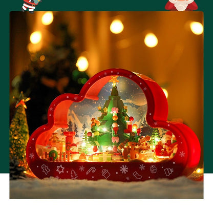 Children's Christmas Decoration Kit with LED Light – Magical Building Blocks Toy with Mirror for Festive Decoration