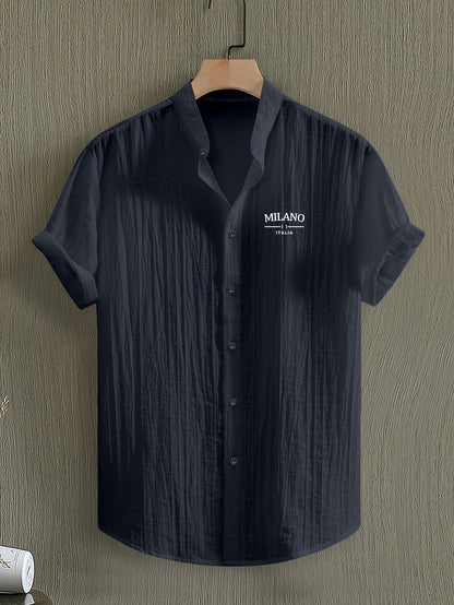 Men's Stand Collar Summer Casual Shirt with Button Placket – Urban Milano Design