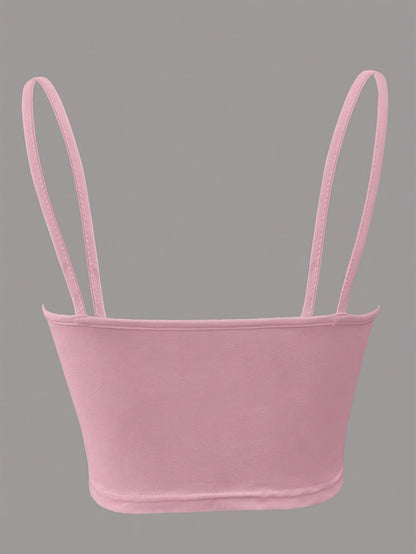 Women's Crop Top with Cut-Out and Front Bow – Fashionable Spaghetti Strap Top for Everyday and Going Out