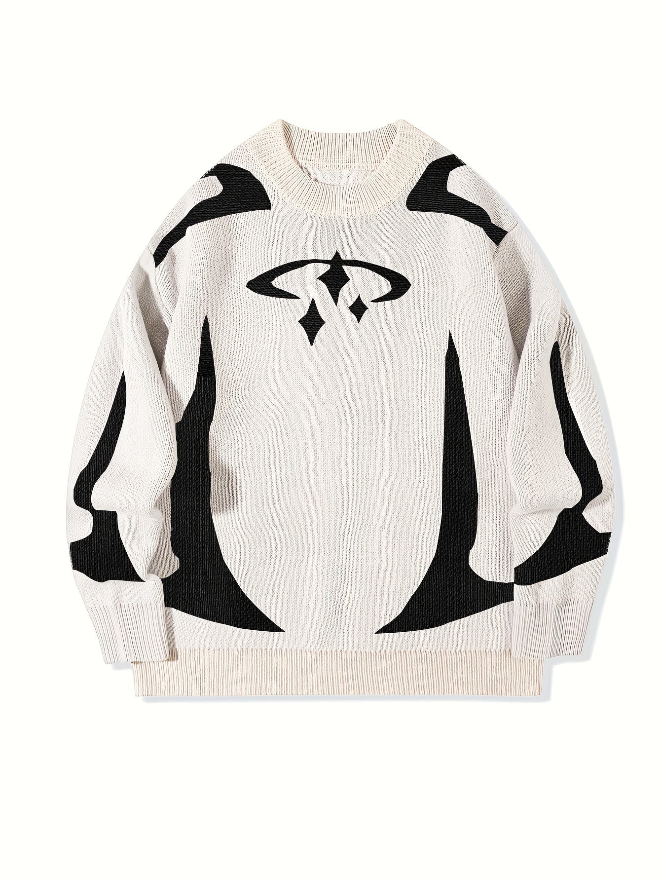 Unisex Strickpullover mit Rundhalsausschnitt und grafischem Muster