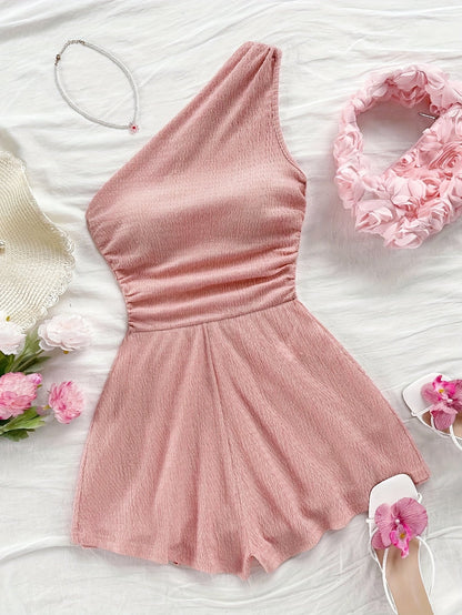 Women's One-Shoulder Asymmetric Summer Casual Jumpsuit