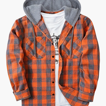 Men's Plaid Shirt with Hoodie in Casual Style – Perfect for Leisure and Everyday Wear