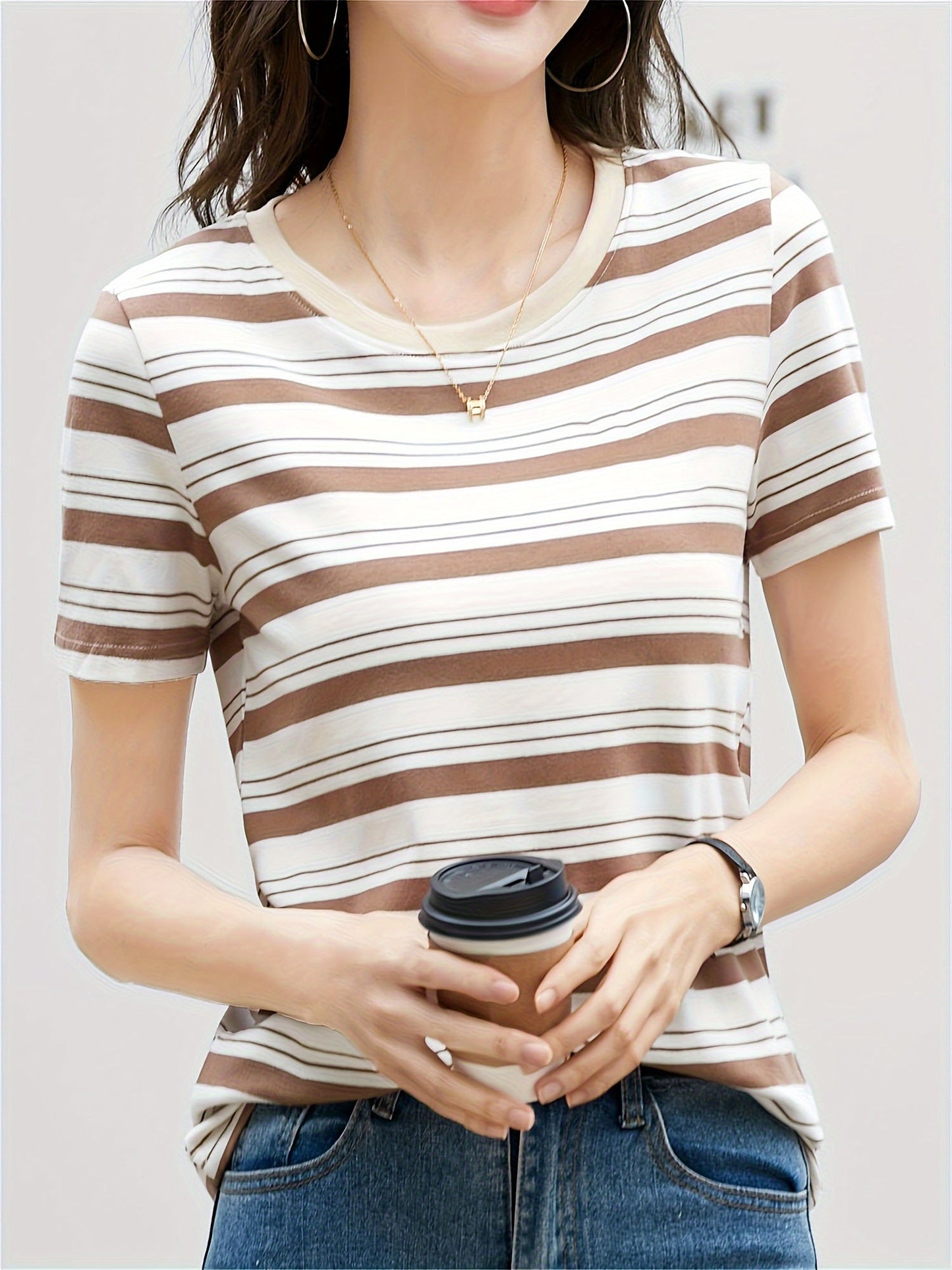 Damen Streifen T-Shirt Kurzarm – Zeitloses Basic für Alltag und Freizeit