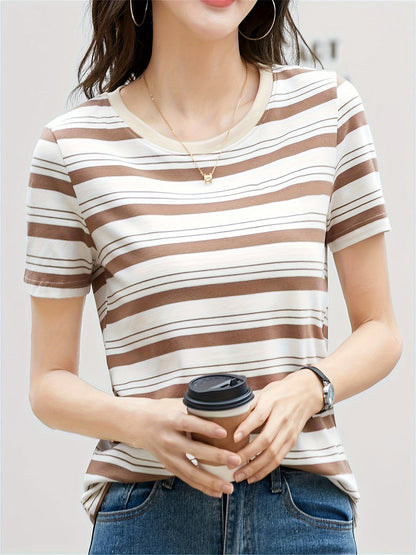 Damen Streifen T-Shirt Kurzarm – Zeitloses Basic für Alltag und Freizeit