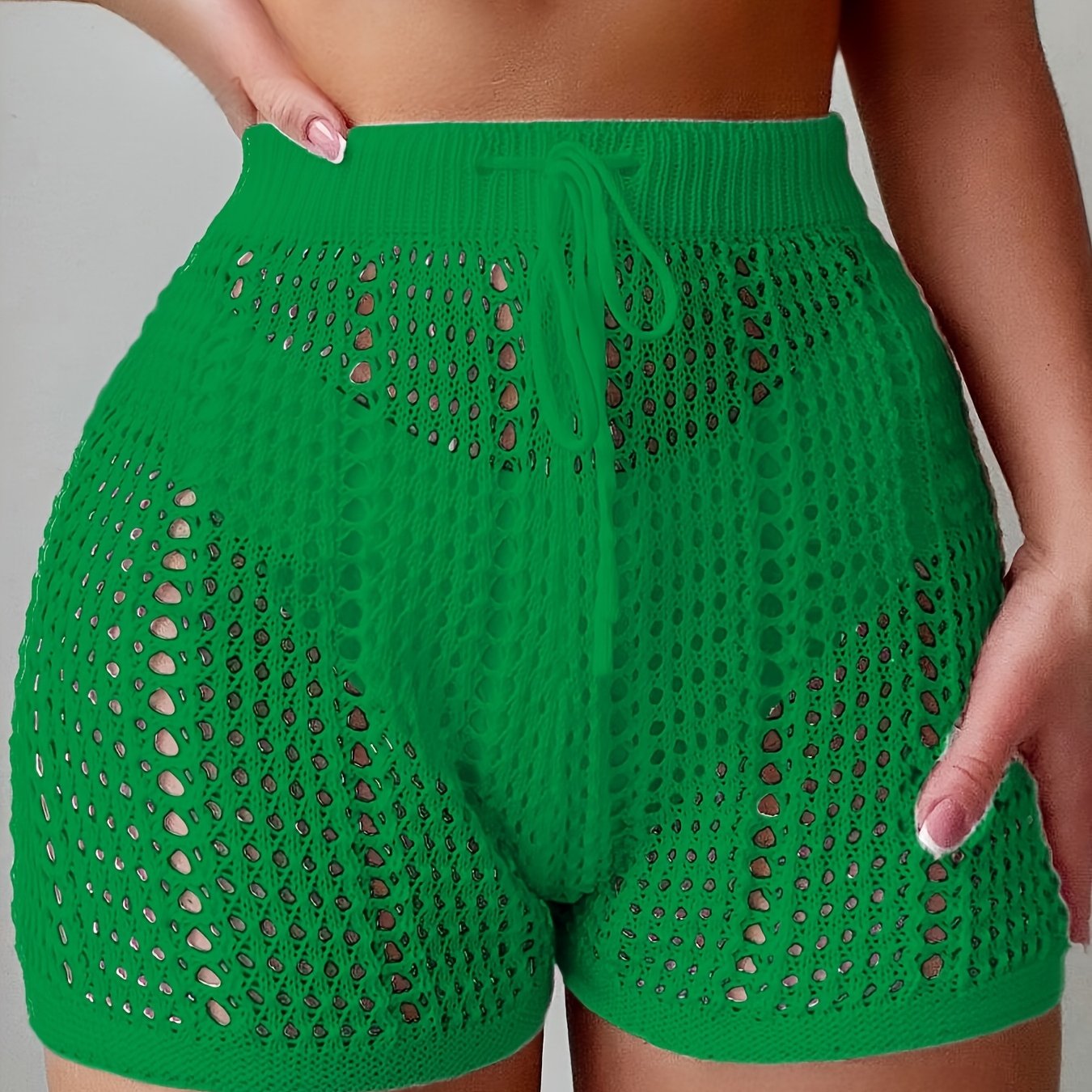 Women's Crochet Shorts High Waist Beachwear – Airy Mesh Shorts for Vacation and Summer