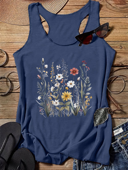 Women's tank top with floral print – Casual summer top for leisure & vacation
