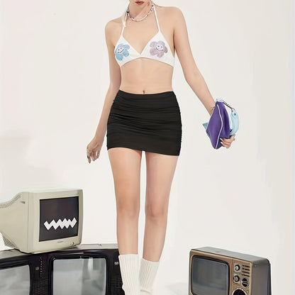 Women's mini skirt in modern street style with ruching – Ideal for leisure and parties