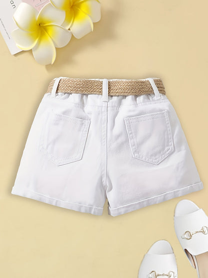 Women's High-Waist Paperbag Shorts with Belt and Bow – Elegant Summer Look