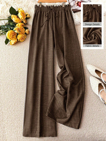 Damen Weite Freizeithose im Straight-Leg-Stil mit Kordelzug – Perfekt für Frühling & Sommer