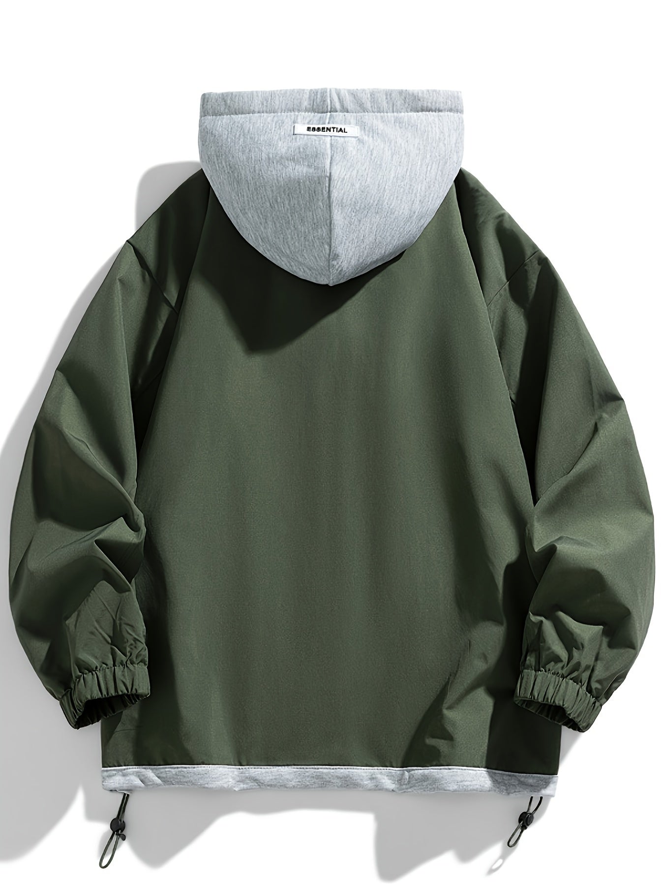 Unisex transitional jacket with hood and zipper, two-in-one look, black/brown