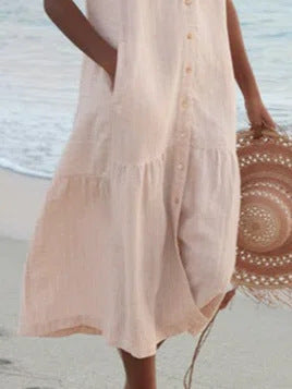 Claire – Long dress with narrow straps in solid color design