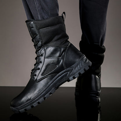 Men's lace-up boots with a high shaft and durable sole