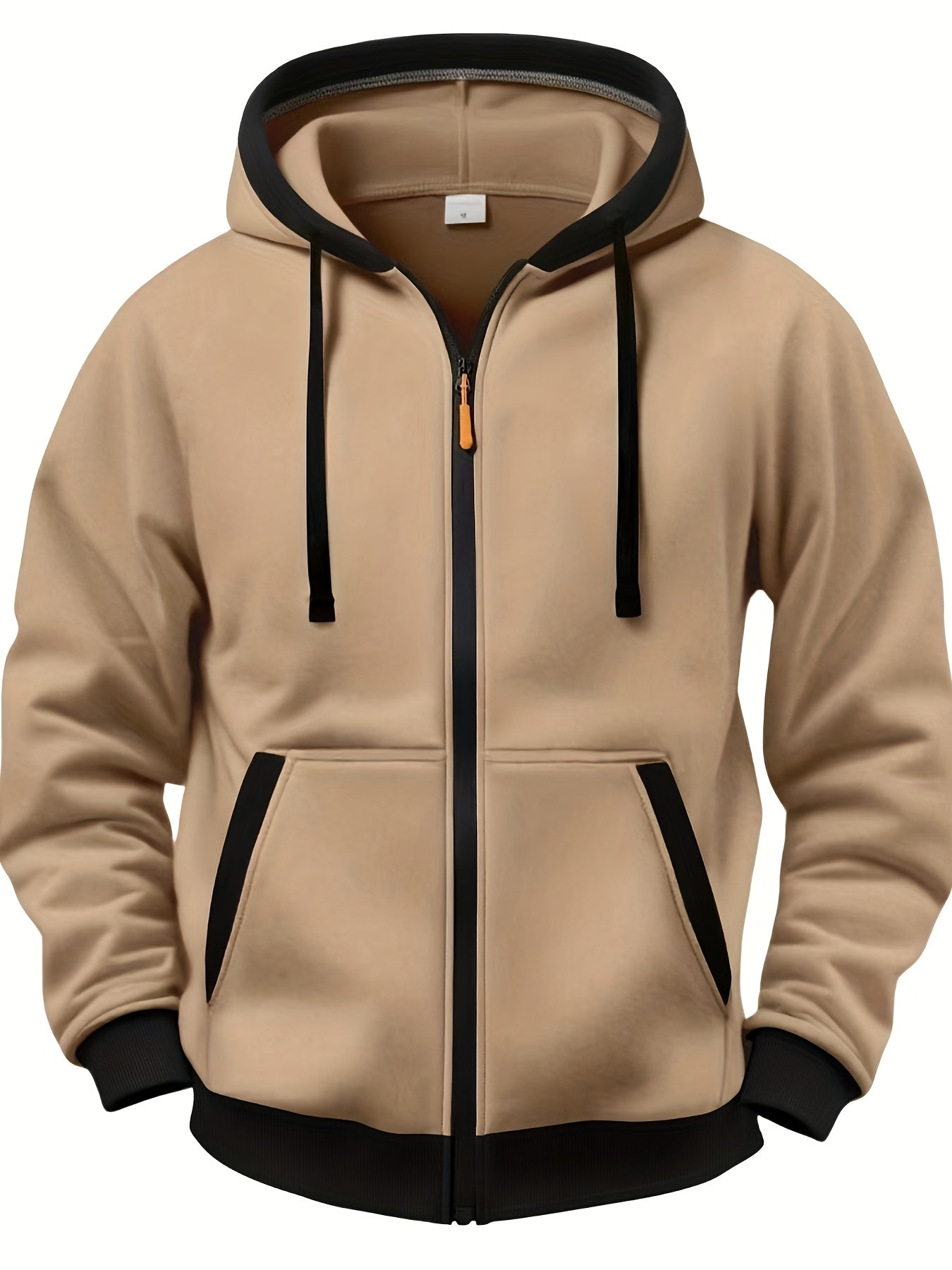 Unisex Kapuzenjacke mit Reißverschluss, kontrastfarbener Kapuze und Taschen, Rosa