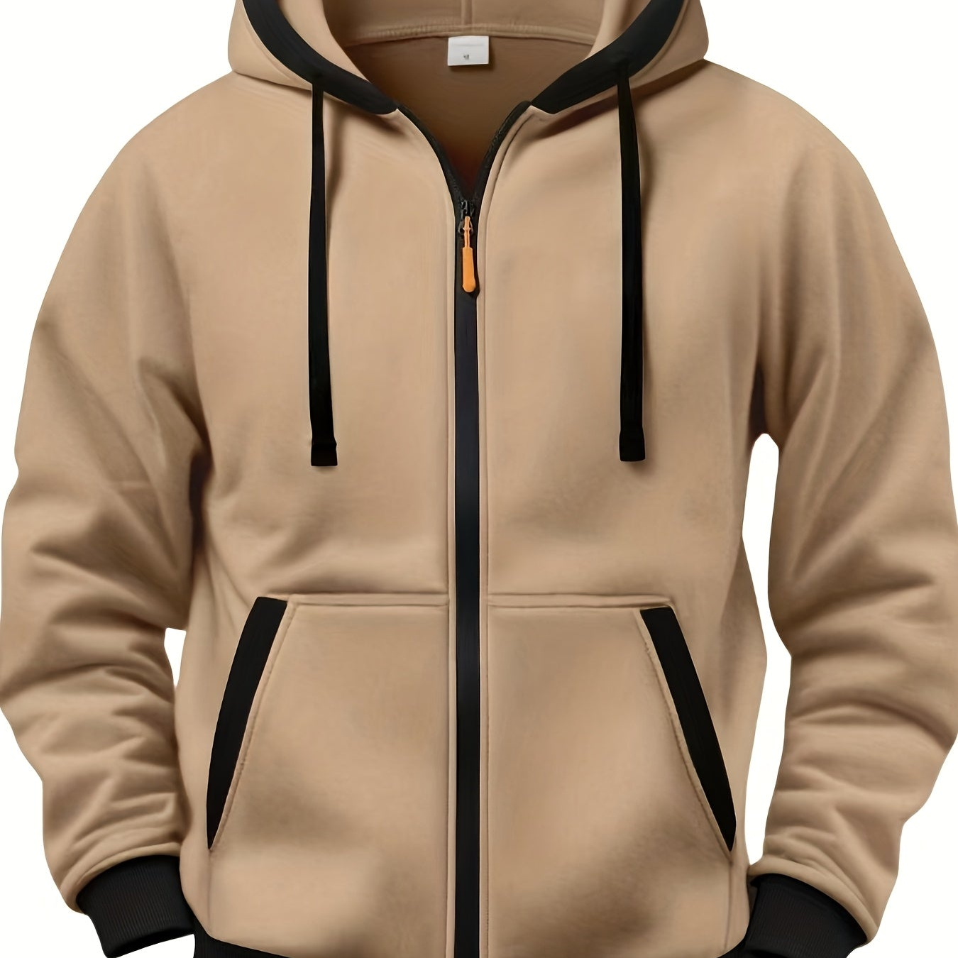 Unisex Kapuzenjacke mit Reißverschluss, kontrastfarbener Kapuze und Taschen, Rosa