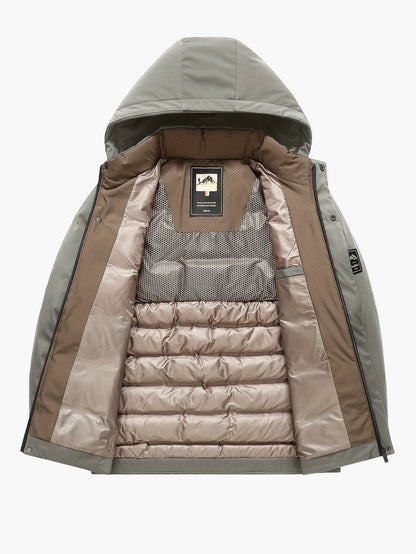 Men's Down Jacket with Hood – Winter Outdoor Quilted Jacket for Leisure & Everyday Use