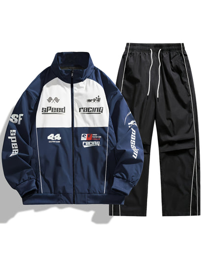 Unisex Trainingsanzug Racing-Design mit Reißverschlussjacke und Hose