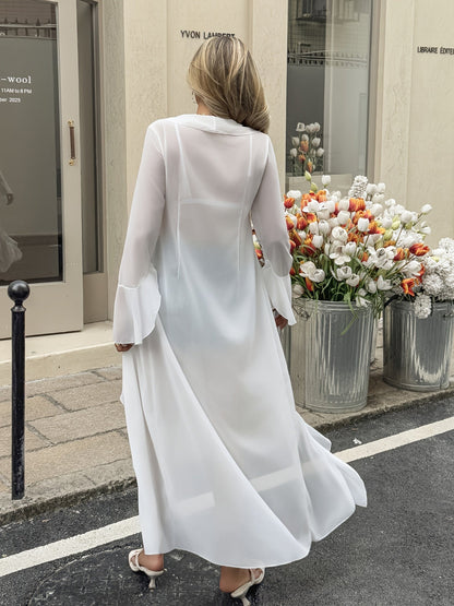 Women's beach kimono with ruffles, elegant cover-up for vacation and leisure