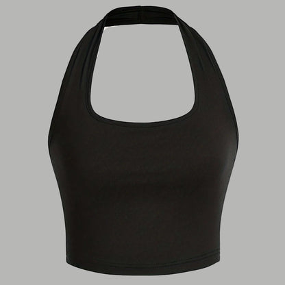 Women's Halterneck Crop Top – Backless, Summer, Casual Style