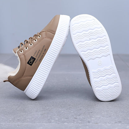 Damen Winterschuhe Halbschuhe Braun Gefüttert Bequeme Sneakers