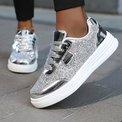 Women's Glitter Sneakers for Everyday & Party – Fashionable Casual Shoes in a Trendy Look