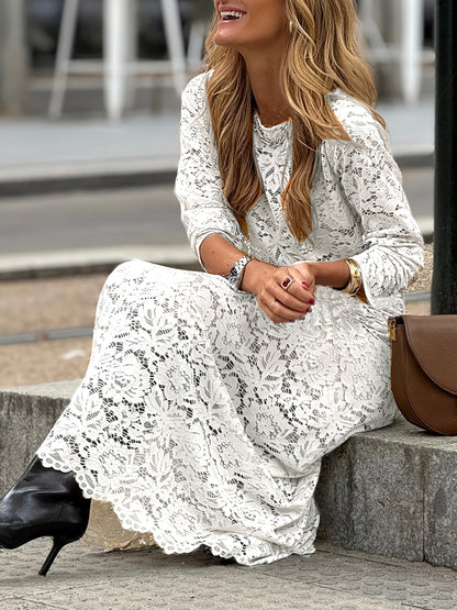 Women's Elegant Maxi Dress with Long Sleeves and Textured Pattern – Perfect for Everyday and Special Occasions